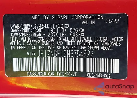 2022 Toyota Gr86 Premium from USA, damaged, VIN JF1ZNBF16N8754622